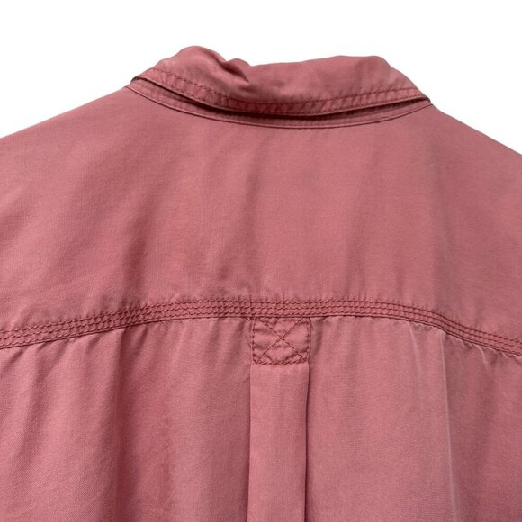 Talbots Womens Top Plus Size 3X Petite Pink Distressed Button Up Shirt Lyocell - Picture 6 of 10